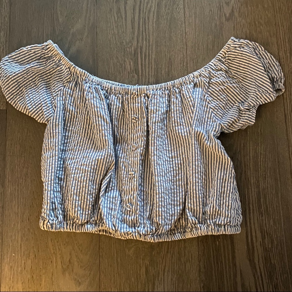 Stripped off the shoulder crop top